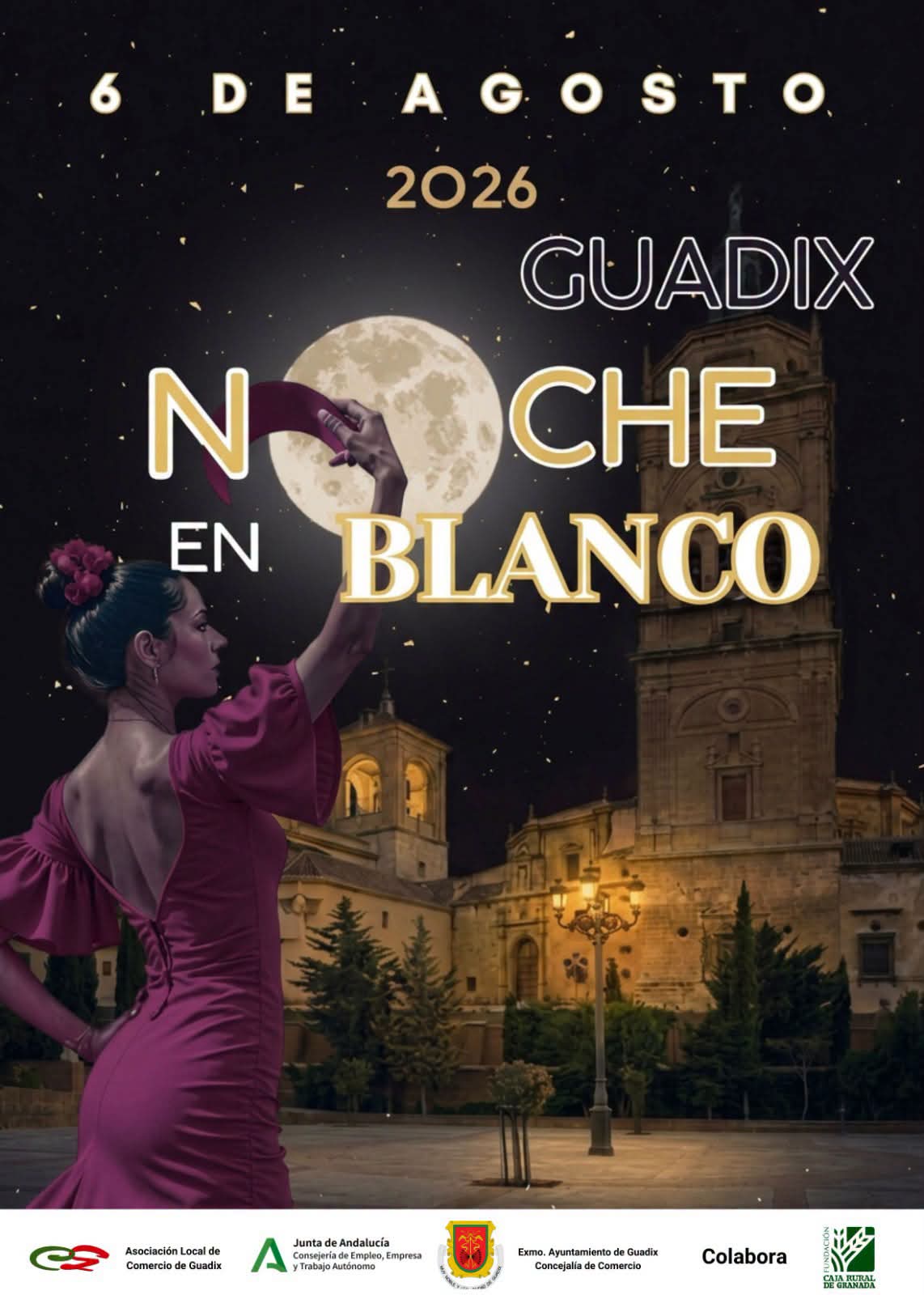 Noche en blanco Guadix. 2026. Late-night cultural & shopping festival | Guadix. Festival culturel et commercial nocturne.