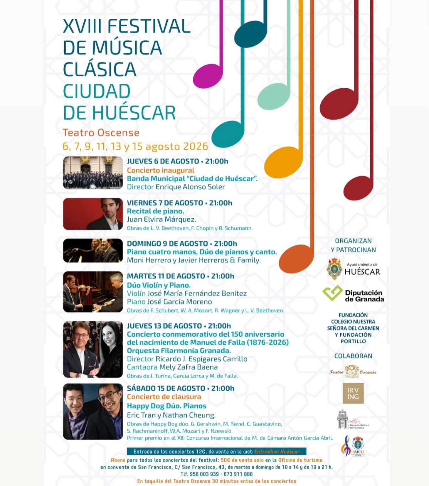 Música clásica ciudad de Huéscar. 18th "Ciudad de Huéscar" Classical Music Festival. XVIIIe Festival de musique classique Ciudad de Huéscar